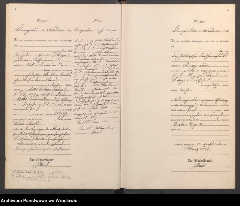 image.from.unit.number "Geburts-Haupt-Register Schwarzwaldau (Czarny Bór) 1905"