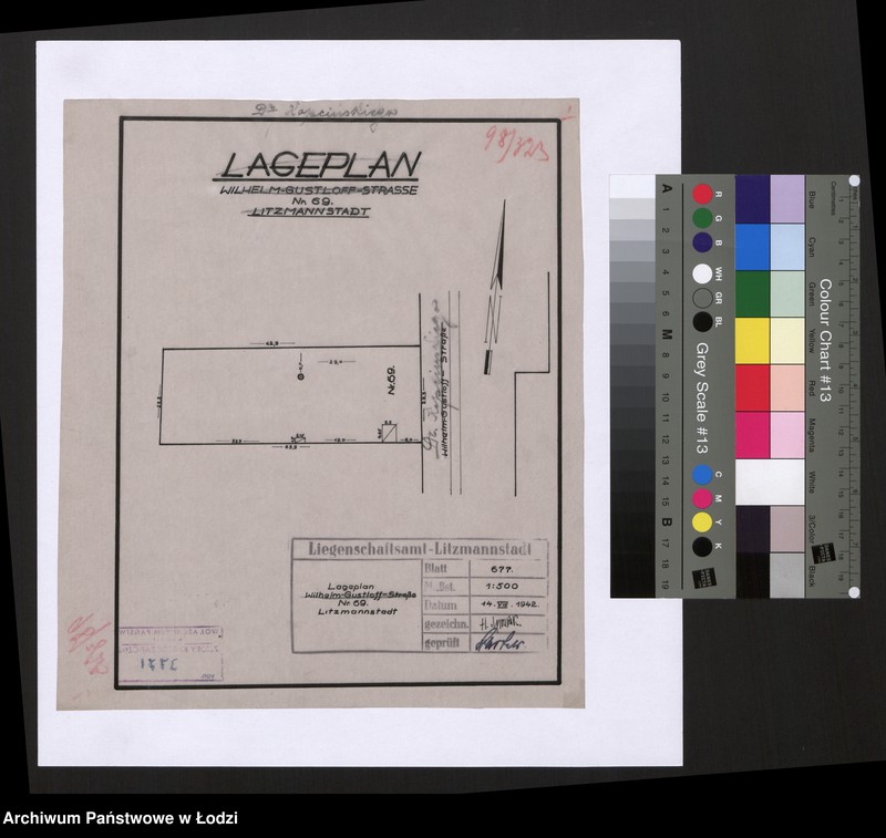 Obraz 1 z jednostki "Lageplan Wilhelm Gustloff Strasse Nr 69 Litzmannstadt"