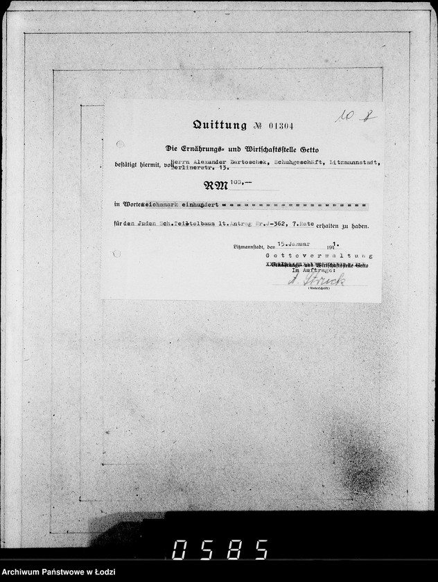Obraz 14 z jednostki "J.361-375 [Wnioski Żydów z Getta o zwrot należności za pracę lub towar wzięty na kredyt]"