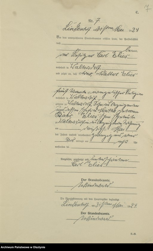 image.from.unit.number "Sterbe-Register / Neben-Register/ Nr 1 - 18"