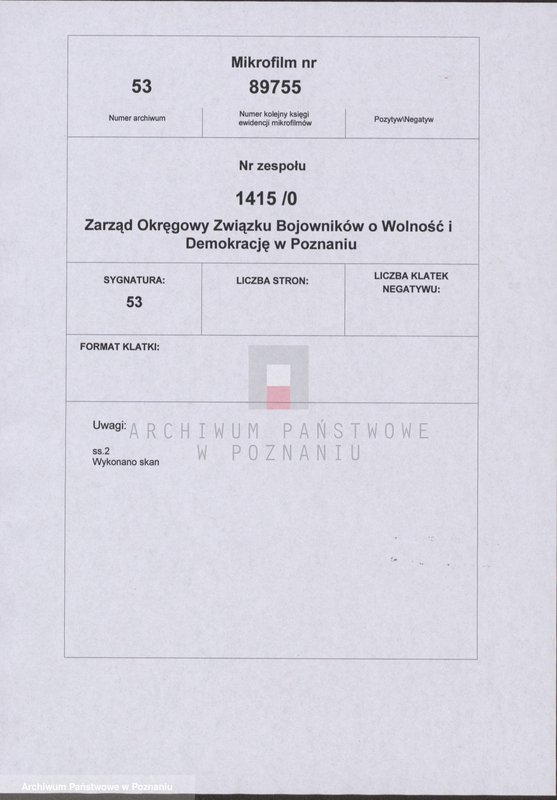 Obraz 2 z jednostki "Wykaz członków Prezydium Zarządu Okręgu Związku Bojowników o Wolność i Demokrację w Poznaniu."