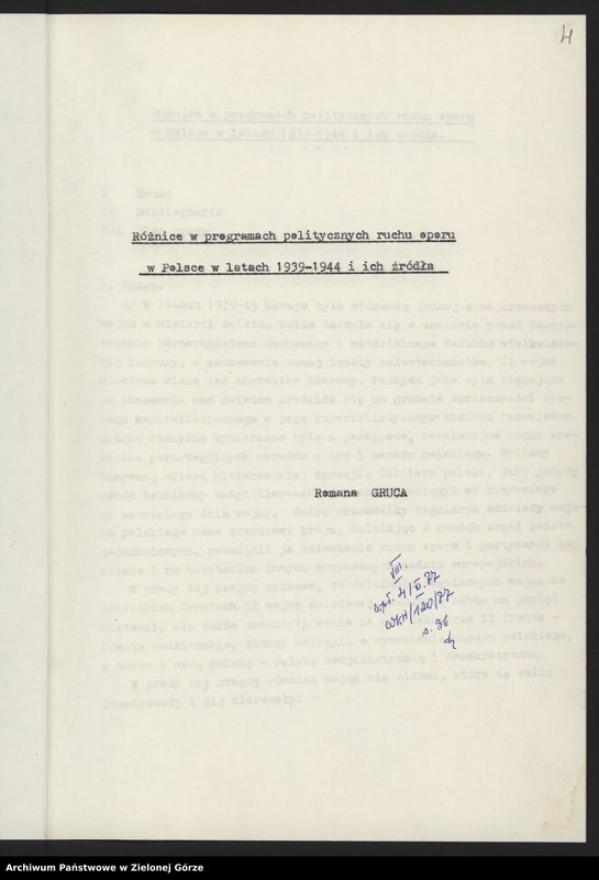 Obraz 13 z jednostki "Gruca Roman. Ruch oporu. Praca maturalna "Różnice w programie politycznych ruchu oporu w Polsce w latach 1939-1944 i ich źródła". "