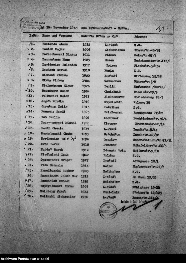 Obraz 14 z jednostki "[Pisma z Wydziału Prezydialnego, z Centralnego Więzienia i Wydziału Pracy zawiadamiające o przyjeżdżających i wyjeżdżających Żydach]"