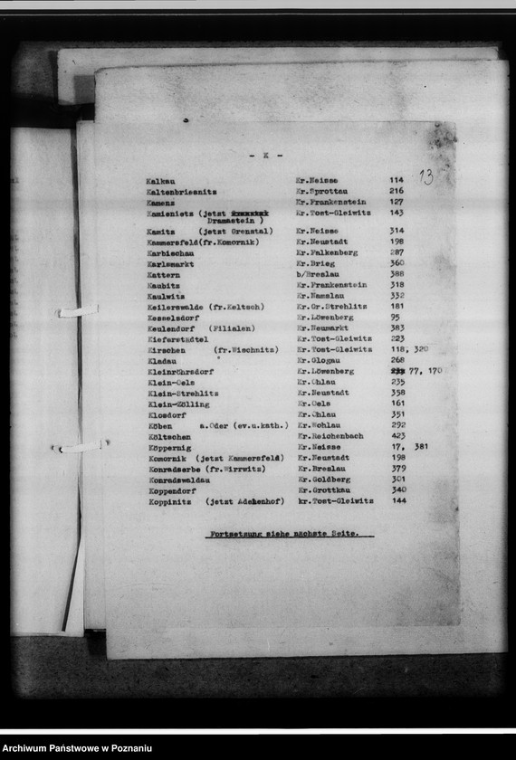 Obraz 17 z jednostki "Verzeichnis der Diözesenarchiv Breslau [Wrocław], Göpperstrasse 12 liegenden Kirchenbücher"