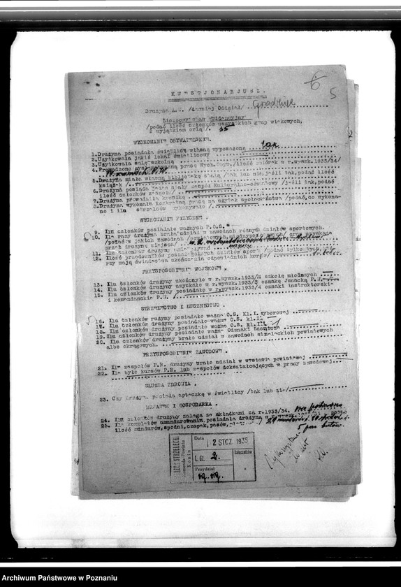 Obraz 9 z jednostki "Korespondencja Związku Strzeleckiego, sprawozdania, kwestionariusze ewidencyjne, rozkazy Komendy Powiatowej Związku Strzeleckiego w Koninie i podległych jej oddziałów"