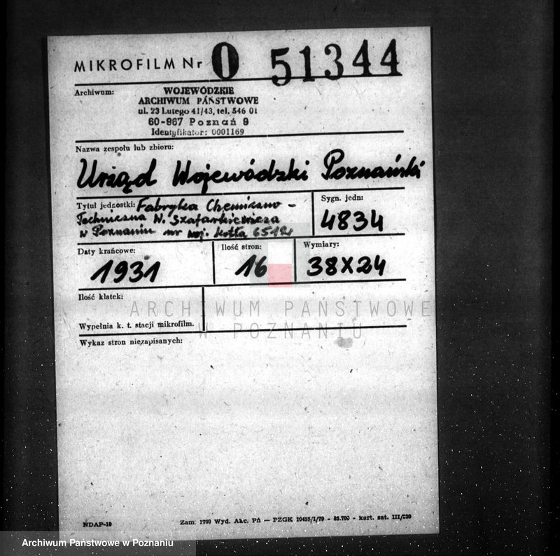 image.from.unit.number "Fabryka Chemiczno-Techniczna W. Szafarkiewicza w Poznaniu  nr woj. 6512"