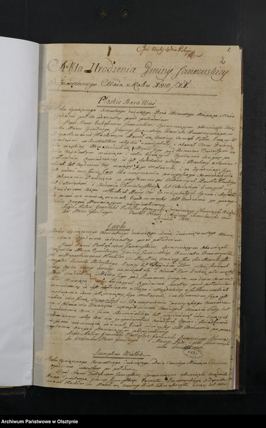 image.from.unit "Akta Urodzenia Gminy Janowskiey w Departamncie Płockim Powiecie Przasnyskim Spisane 1810/11"