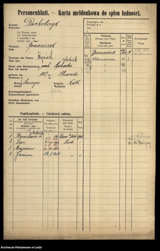 Obraz 5 z jednostki "[Spis ludności Łodzi] Pacholczyk-Pająkowski"