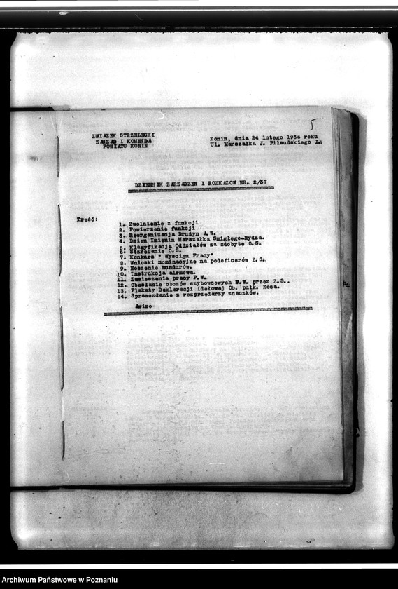 Obraz 9 z jednostki "Dziennik zarządzeń i rozkazów Komendy Powiatowej Związku Strzeleckiego w Koninie"