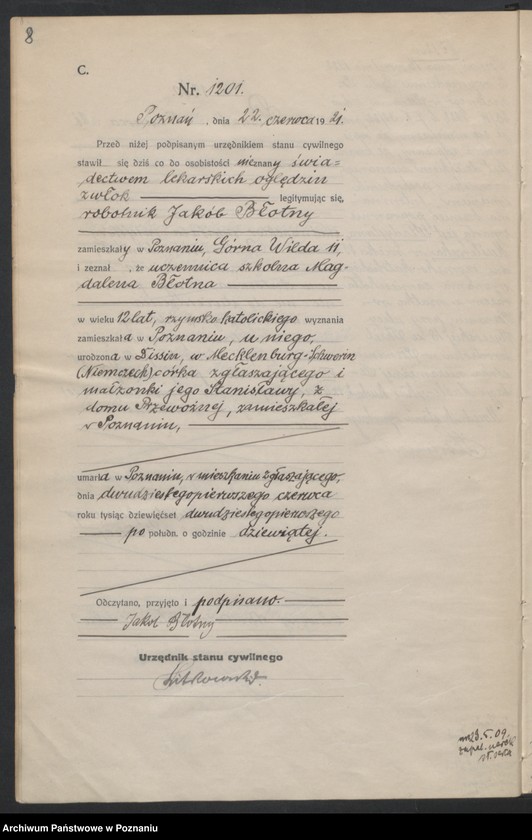 Obraz 10 z jednostki "Księga miejscowa zgonów tom III [Rejestr główny zgonów]"