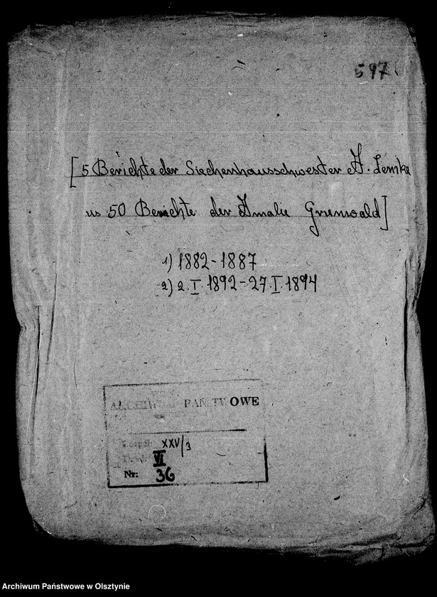 image.from.unit.number "/5 Berichte der Siechenhausschwester A. Lemke u. 50 Berichte der Diakonisse Amalie Gunwald aus dem Angerburger Siechenhaus/"