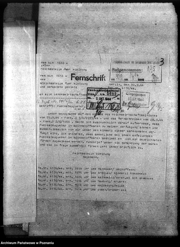 Obraz 7 z jednostki "Rückstandgüter. Behandlung und Verwertung - nicht Warschau. Erlasse, Sondervorschriften"