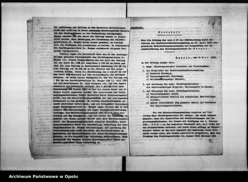 Obraz 8 z jednostki "Stadtverwaltung Oppeln. Dienststrafverfahren gegen Dr. Berger"