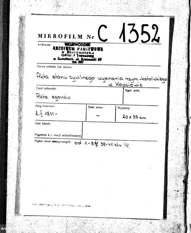 image.from.unit.number "Akta Zeszłych Gminy Kopciowskiey od 1-go Maia 1811 R."