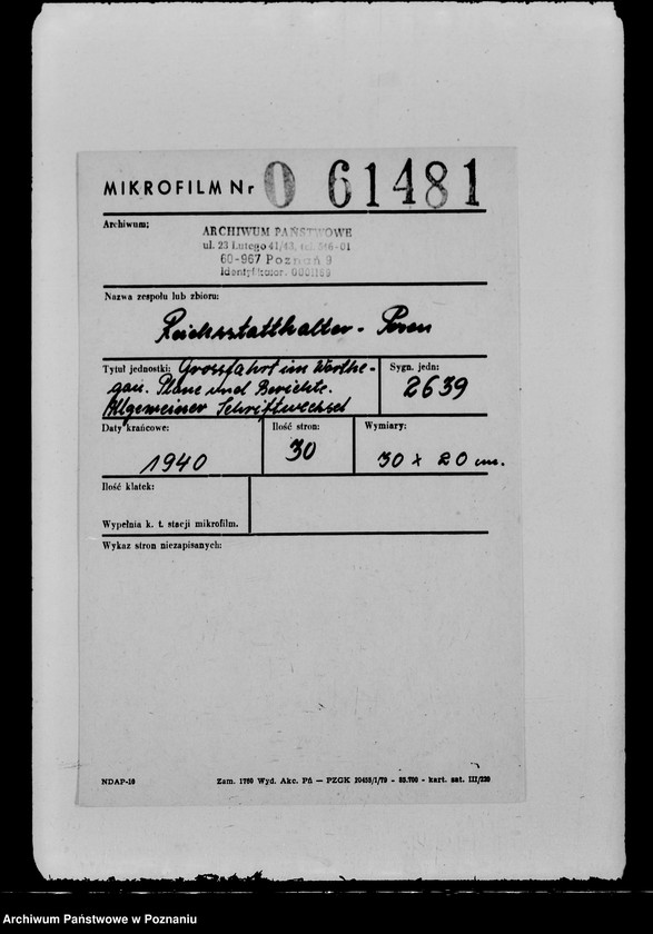 Obraz 2 z jednostki "Grossfahrt im Warthegau. Pläne und Berichte. Allgemeiner Schriftwechsel"