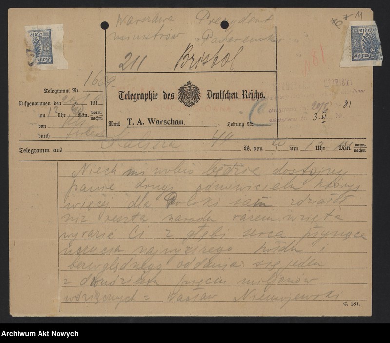 image.from.unit.number "Hołdy; listy, depesze, adresy, od instytucji, organizacji, osób prywatnych"