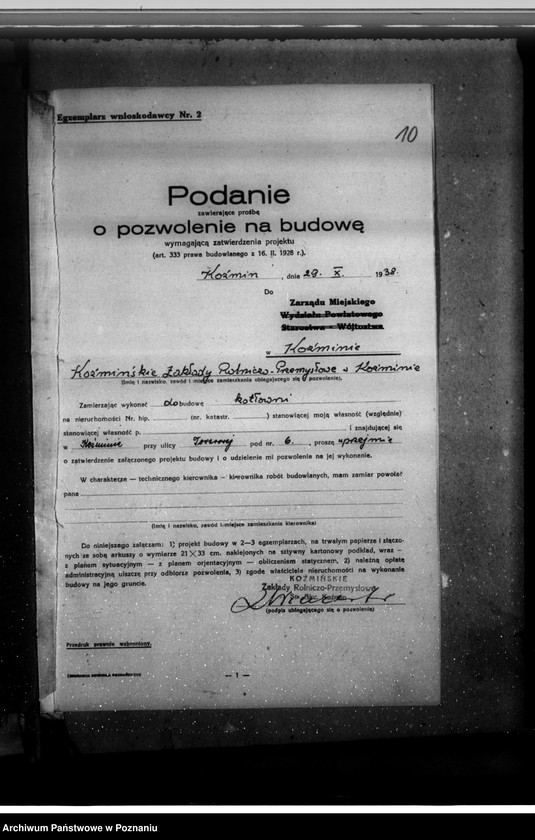 image.from.unit.number "Zatwierdzenie projektu budowy i urządzenia zakładu przemysłowego /Fabryki Płatków Ziemniaczanych i tartaku/ w Koźminie własność Koźmińskie Zakłady Rolniczo-Przemysłowe Spółka Akcyjna"