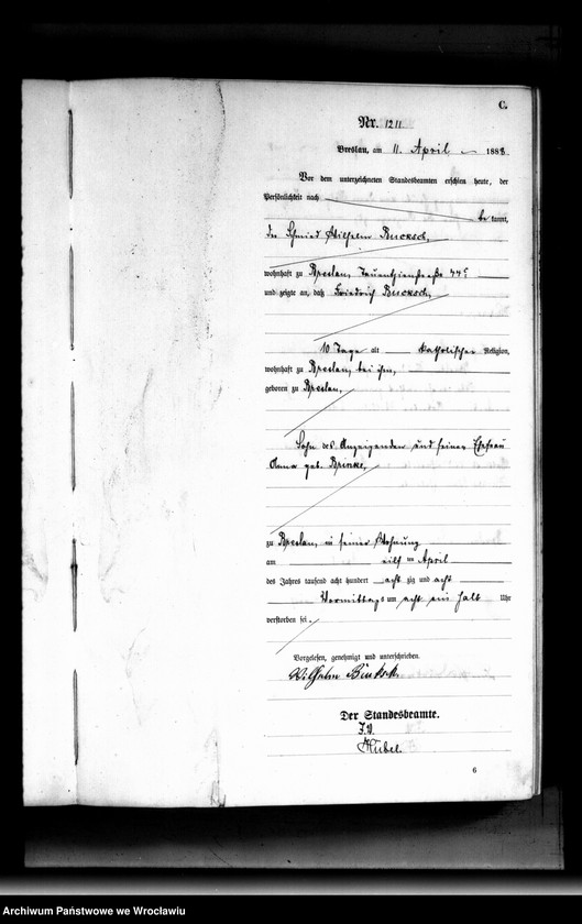 image.from.unit.number "Sterbe-Haupt-Register Breslau II 1888 Band 4"