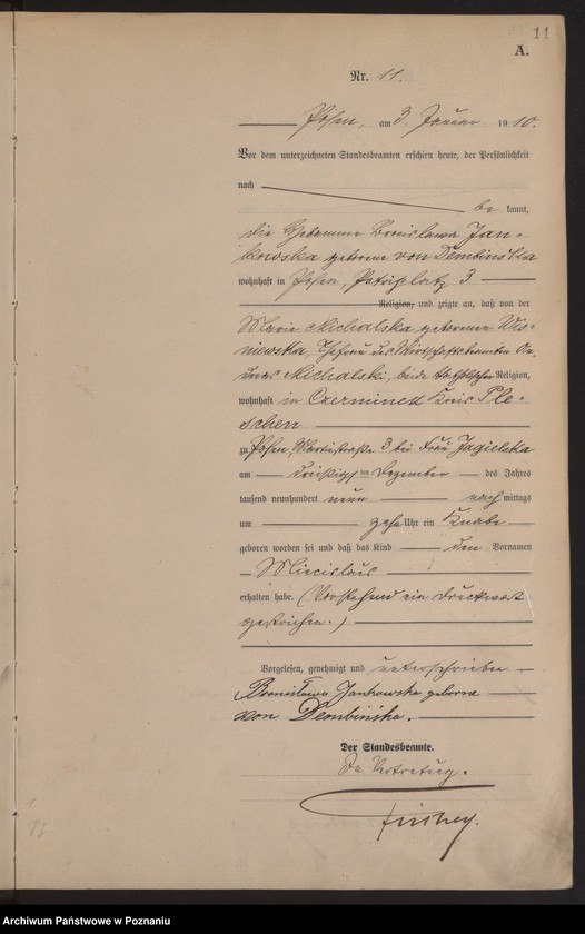 Obraz 12 z jednostki "Księga miejscowa urodzeń tom I [Rejestr główny urodzeń]"