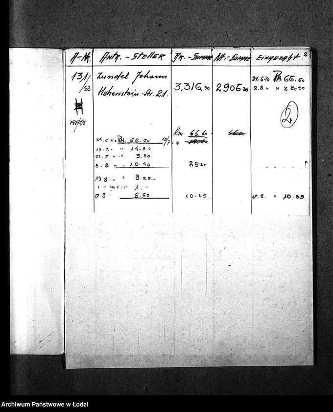 Obraz 5 z jednostki "[Spis obywateli polskich i niemieckich domagających się wypłaty komornego z ich domów znajdujących się w getcie]"