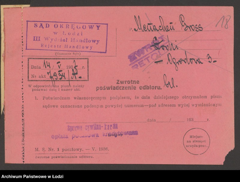 Obraz 20 z jednostki "Menachen Groszz- sprzedaż skór"