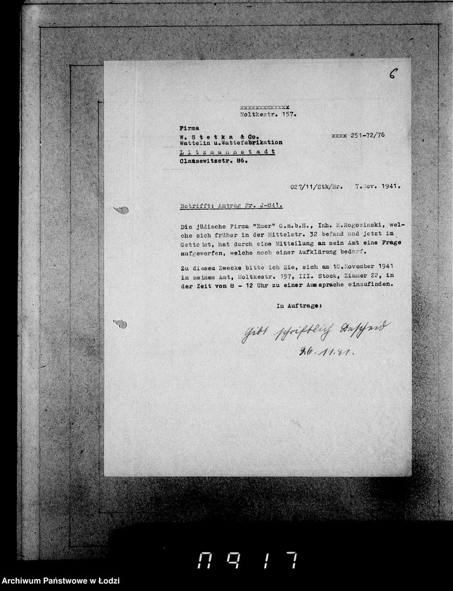 Obraz 10 z jednostki "J.841-860 [Wnioski Żydów z Getta o zwrot należności za prace lub towar wzięty na kredyt]"