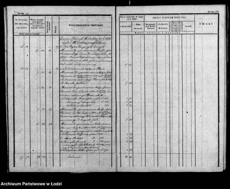 Obraz 17 z jednostki "Rachunek kasy ekonomicznej m. Łodzi na rok 1851"