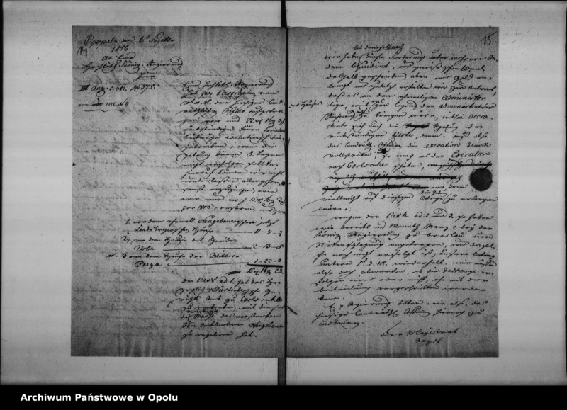 Obraz 14 z jednostki "Acta specialia betreffend die Feuer Societats und Servis- Freiheit der beiden Häuser des Orbe und Bega auf dem Amts Ostroweck de anno 1816"