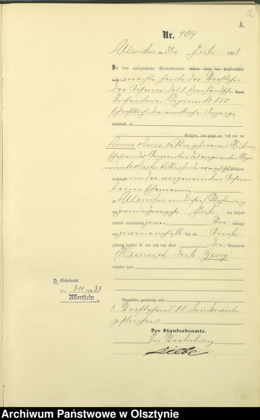 image.from.unit.number "Geburts-Haupt-Register Tom II,Nr 400 - 746"