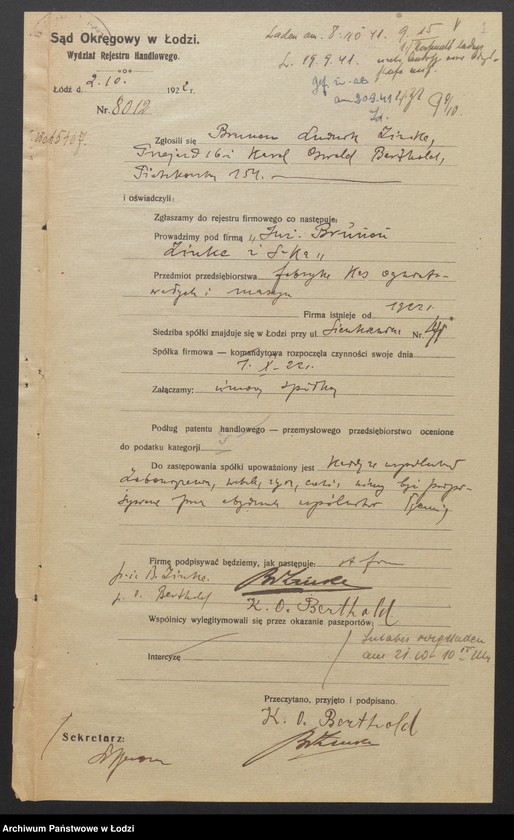 Obraz 3 z jednostki "Inż. Brunon Zinke i S-ka – fabryka kas ogniotrwałych i maszyn"