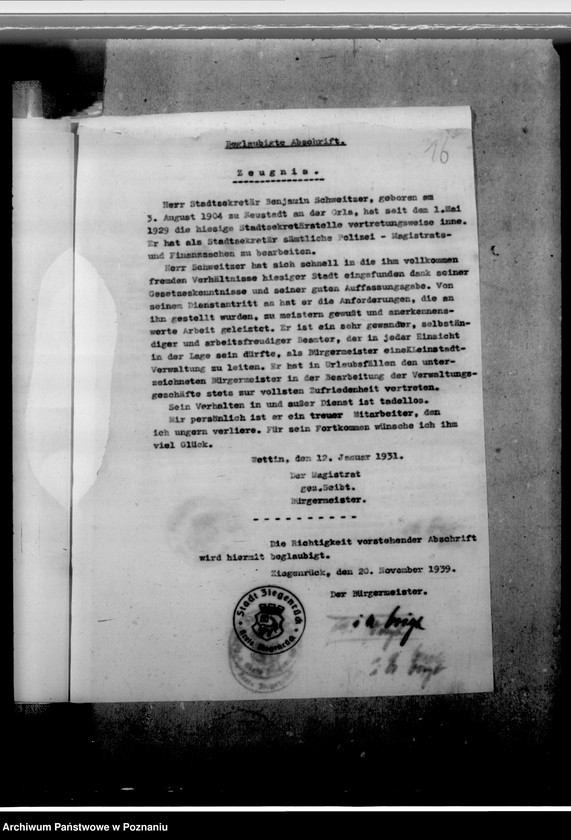 Obraz 20 z jednostki "Schweitzer, Benjamin - komisarz obwodowy w Dłutowie, powiat Łask"