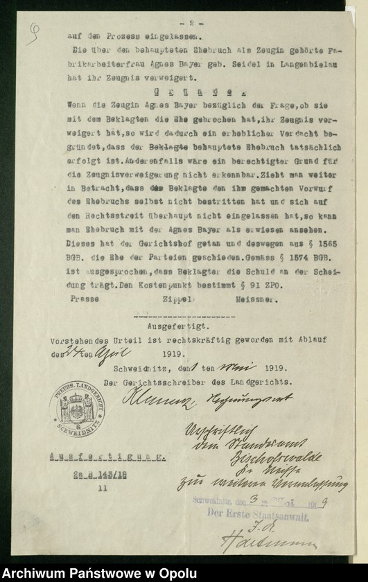 Obraz 13 z jednostki "Heiraths-Haupt-Register des Standsamts Bischofswalde pro 1901"