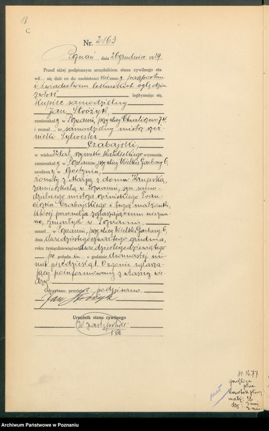 Obraz 20 z jednostki "Księga miejscowa zgonów tom V [Rejestr główny zgonów]"