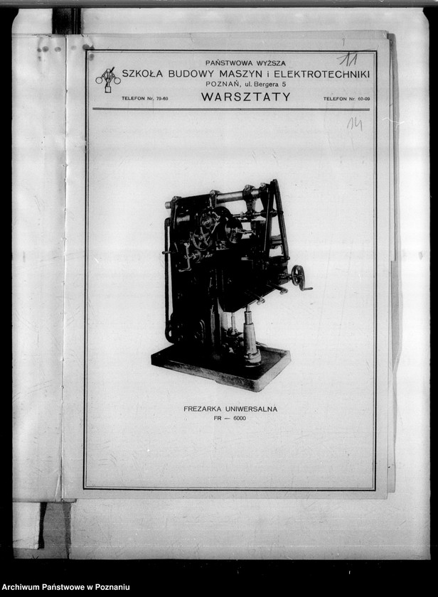 Obraz 18 z jednostki "[Karty rejestracyjne warsztatów szkół zawodowych oraz programy ćwiczeń warsztatowych]"