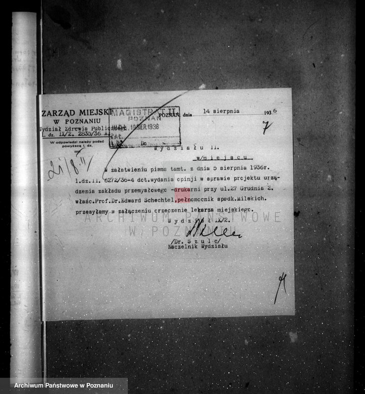 Obraz 11 z jednostki "Zatwierdzenie zakładu przemysłowego /Drukarni Wielkopolskiej/ dr Edward Schechtel spadkobierca Milskich w Poznaniu"