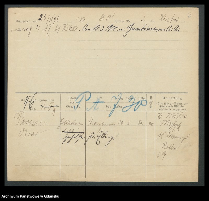 image.from.unit.number "Karty meldunkowe: Perseke - Petermann Wilh."