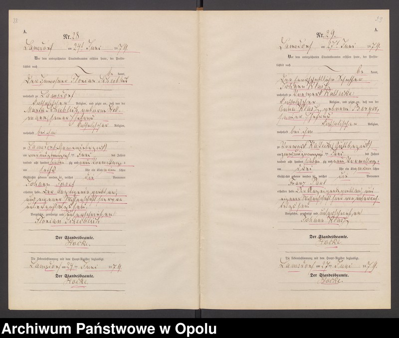 image.from.unit.number "Geburts-Neben-Register des Standesamts Lamsdorf No 15 pro 1879"