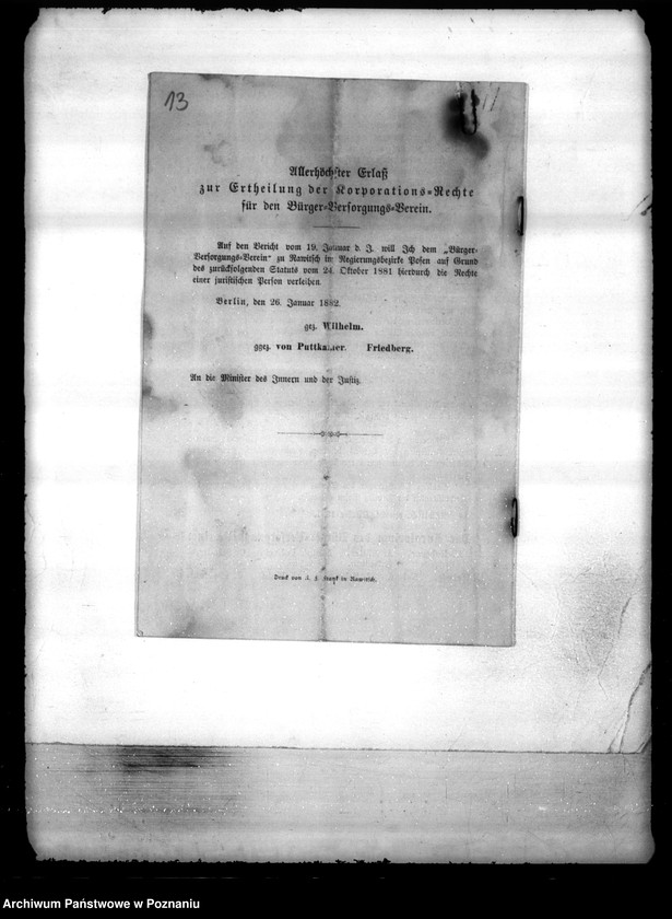 Obraz 17 z jednostki "/Burgerversorgungsverein w Rawiczu/"