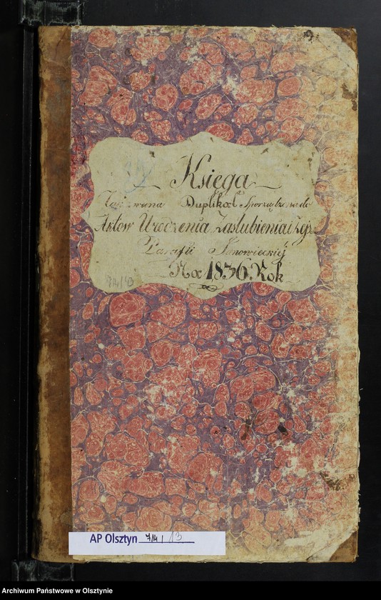 image.from.unit.number "Księga ta zwana Duplikat Sporządzona do Aktow Urodzenia Zaślubienia i Zejścia Parafii Janowieckiej Na 1836 rok"