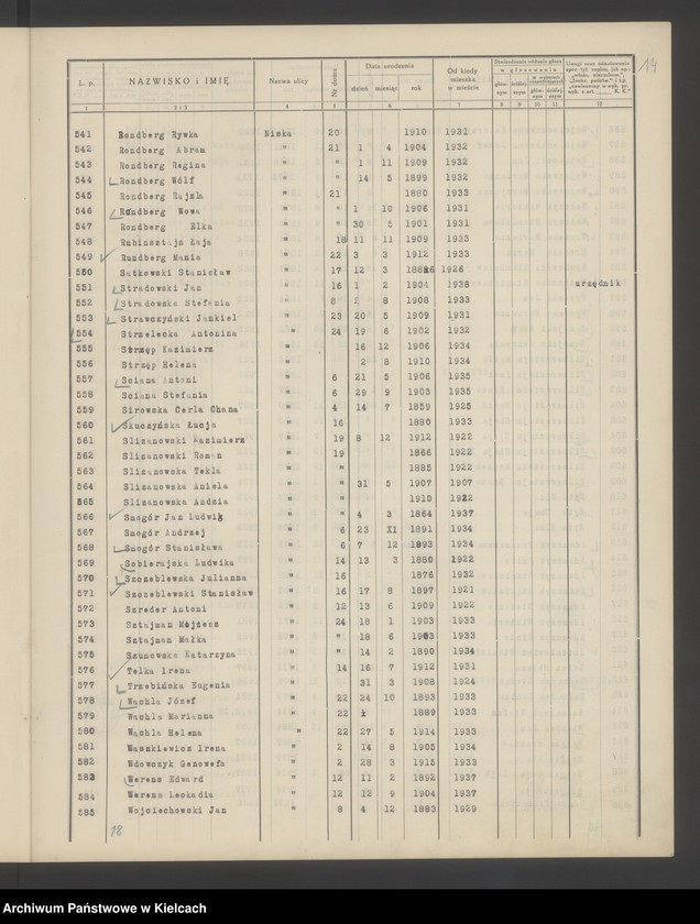 image.from.unit.number "Spis wyborców Rady Miejskiej uprawnionych do głosowania przy wyborze radnych miejskich i ich zastępców, Okręg wyborczy Nr V. Obwód Nr 1"