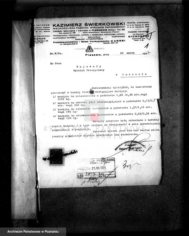 Obraz 5 z jednostki "Zatwierdzenie projektu urządzenia istniejącej fabryki papieru własność K. Świerkowski w Pleszewie"