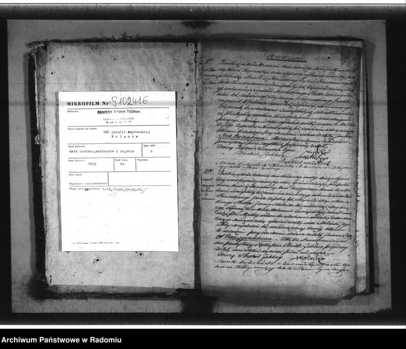 image.from.unit.number "Duplikat parafij Żydowskiej Wolanów z r. 1839"