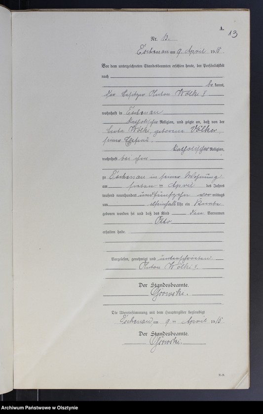 Obraz 15 z jednostki "Geburts-Neben-Register Nr 1 - 26"