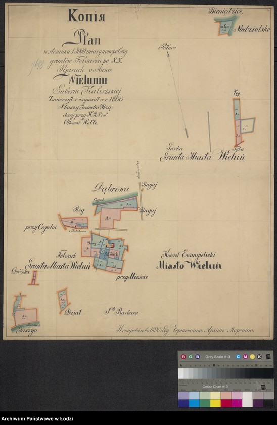 Obraz 1 z jednostki "Kopija Plan ... gruntów Folwarku po XX Pijarach w Mieście Wieluniu"