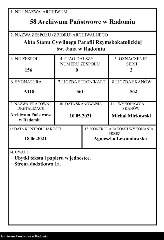 image.from.unit.number "[Alegata do akt zaślubionych parafii św. Jana w Radomiu za 1936 r.]"