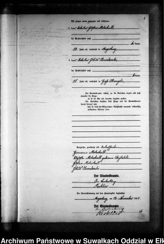 image.from.unit.number "Heirats-Neben-Register des Preussischen Standes-Amtes Gross Strengeln Kreis Angerburg"