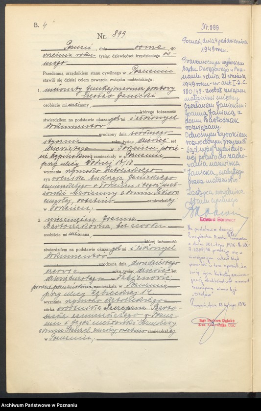 Obraz 6 z jednostki "Księga miejscowa małżeństw tom IV [Rejestr główny małżeństw]"