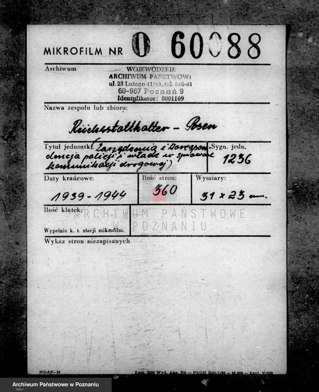 Obraz 2 z jednostki "Zarządzenia i korespondencja policji i władz w sprawach komunikacji drogowej"