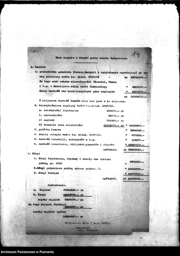 Obraz 18 z jednostki "[korespondencja w sprawie udzielenia zapomóg na roboty interwencyjne w Bydgoszczy]."