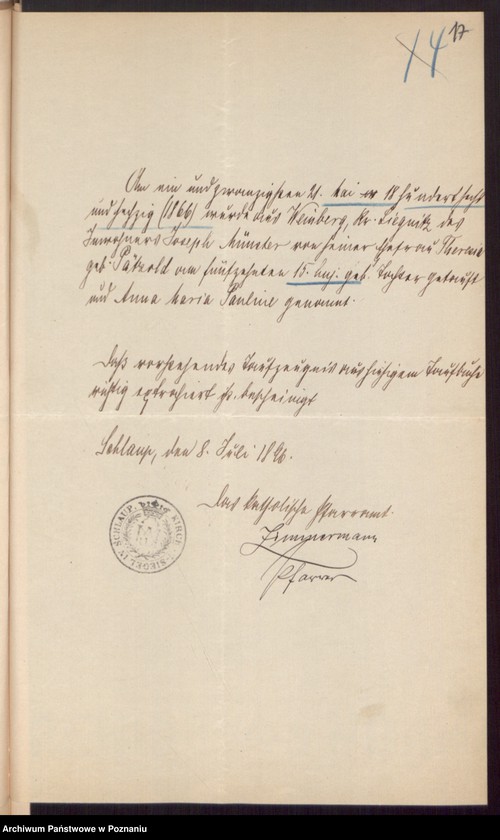 Obraz 19 z jednostki "Die von den Verlobten beigebrachten Urkunden zur Eheschliessung pro 1896"